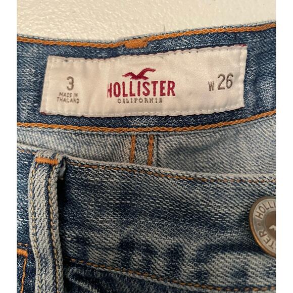 Hollister cut off denim blue jean short holes button fly distressed 3‎ waist 26 - Picture 5 of 8